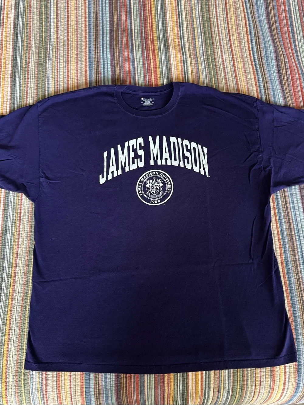 James Madison Dukes JMU Men's Purple Short Sleeve T-Shirt White Logo XXXL - Picture 3 of 9